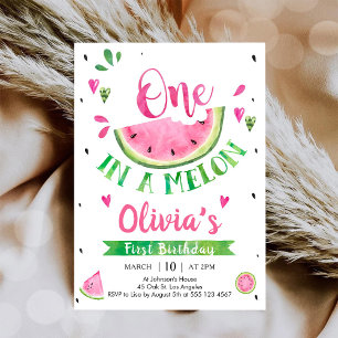 En av en melon-vattenmelon 1-års inbjudan