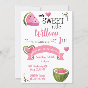 En av Melon Watermelon-flickans födelsedag inbjuda Inbjudningar