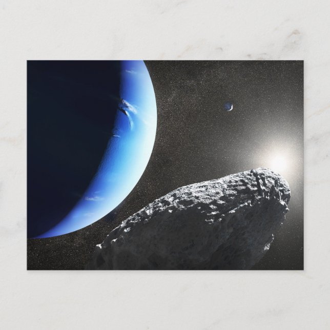 En av Neptunus små månar Hippocamp. Vykort (Framsida)