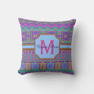 En aztec Bright Tribal Monogram Porto Patio Bassän Utomhuskudde