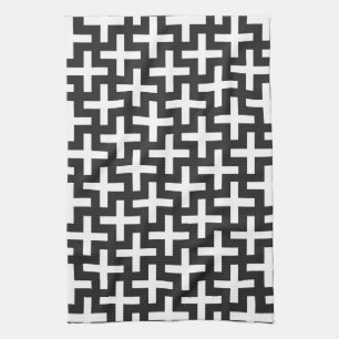 En b&w mönstrar gjort med "plus" undertecknar kökshandduk