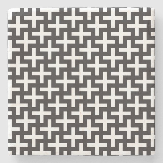 En b&w mönstrar gjort med "plus" undertecknar underlägg sten (Framsidan)