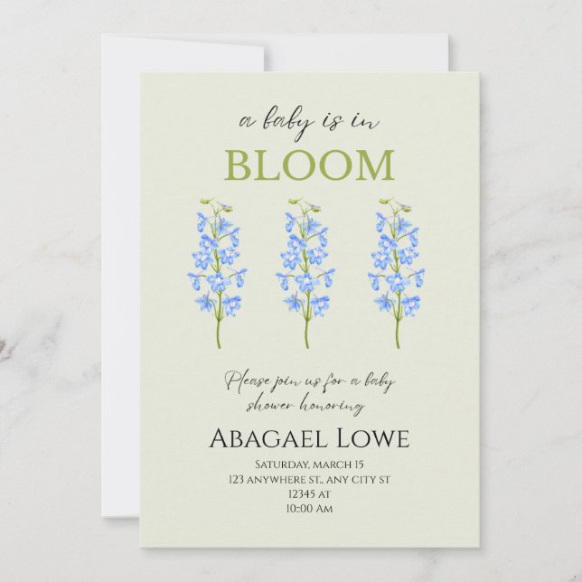 En baby är i Bloom! Inbjudningar (Framsida)