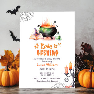 En baby brinner söt Halloween-babydusch Inbjudningar