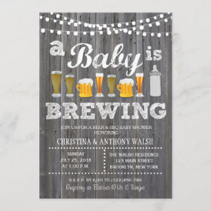 En baby bryggar baby showerBBQ-inbjudan Inbjudningar