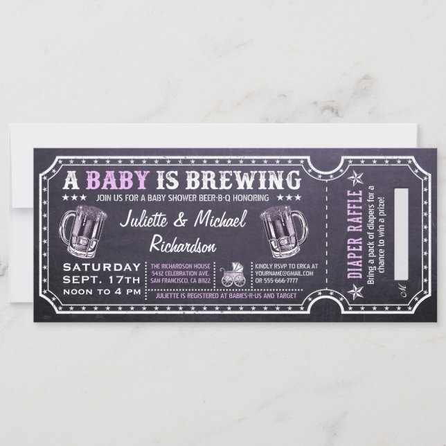 En baby bryggar baby showerbiljettinbjudningar inbjudningar (Framsida)
