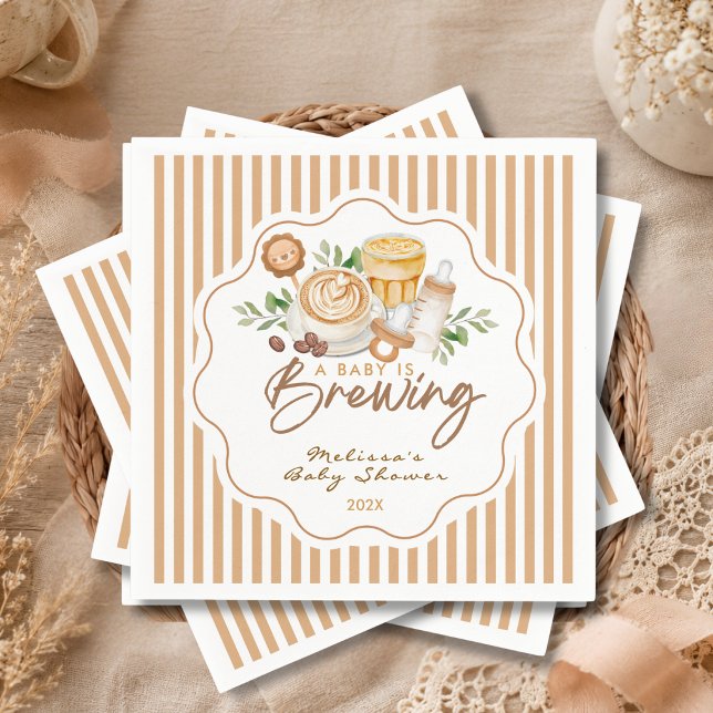 En baby brygger Coffee Latte Baby Shower Pappersservett (Skapare uppladdad)