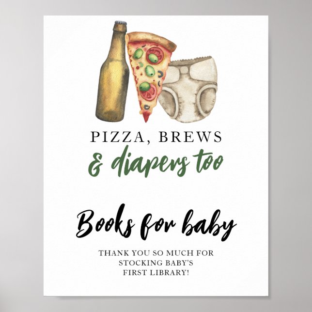 En baby brygger drycker & pizza Böcker för bebisar Poster (Framsidan)