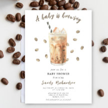 En baby brygger iskaffe baby shower