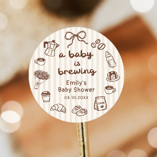 En baby brygger kaffe Baby Shower-dekal Runt Klistermärke