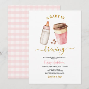 En baby brygger kaffe Baby shower för flicka Inbjudningar