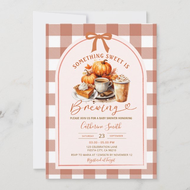 En baby brygger kaffe Baby Shower Höst Autumn Inbjudningar (Framsida)