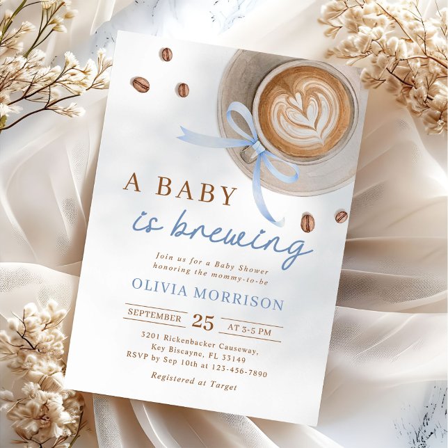 En baby brygger kaffe Baby Shower Inbjudningar (Skapare uppladdad)