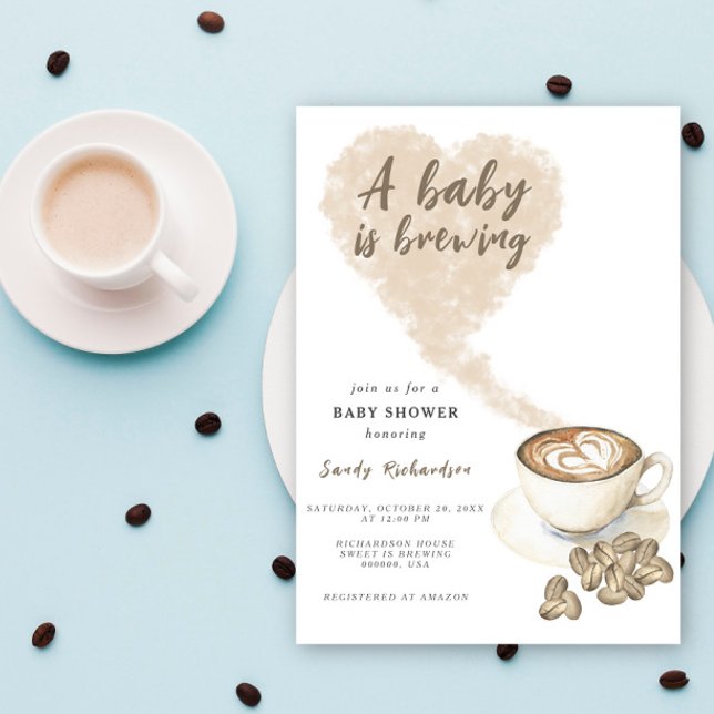 En baby brygger kaffe Baby Shower Inbjudningar (Skapare uppladdad)