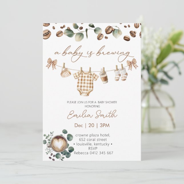 En baby brygger kaffe Baby Shower Inbjudningar (Stående Fram)