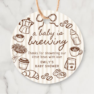 En baby brygger kaffe Baby Shower presentkort Gåvor Etiketter