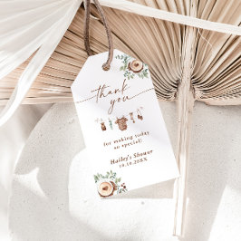 En baby brygger kaffe Baby Shower Tacksamhetsetike Presentetikett