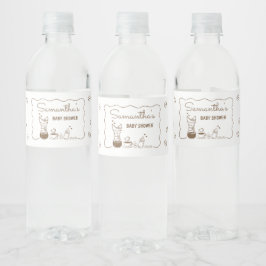 En baby brygger kaffe Baby Shower Vattenflaskor Etikett