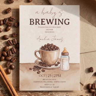 En baby brygger kaffe Bean Baby Shower Inbjudan
