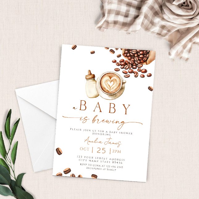 En baby brygger kaffe Bean Baby Shower Inbjudningar (Skapare uppladdad)