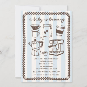 En baby brygger kaffe Blue Boy Baby Shower Inbjudningar