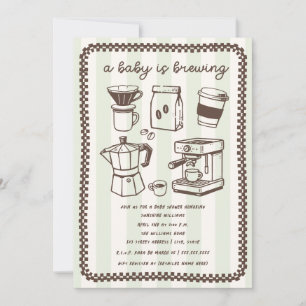En baby brygger kaffe Grön Neutral Baby Shower Inbjudningar
