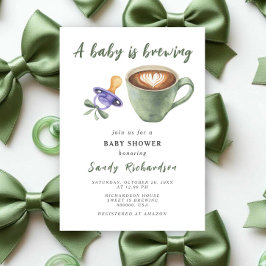 En baby brygger kaffe napp leksak baby shower inbjudningar