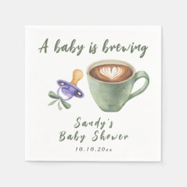 En baby brygger kaffe napp leksak baby shower pappersservett