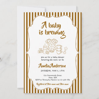 En baby brygger kaffe-ränder baby shower inbjudningar