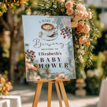 En baby brygger kaffe Tema Baby Shower Välkomstsky