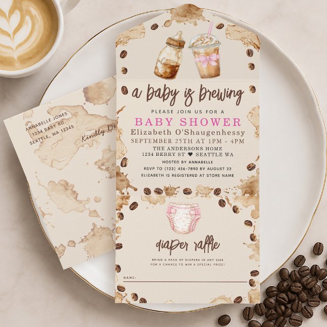 En baby brygger kaffe tjej baby shower (Skapare uppladdad)