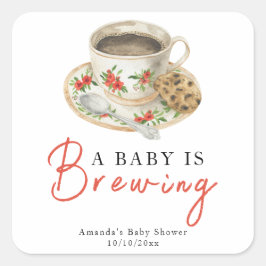 En baby brygger kaffekopp Baby Shower Fyrkantigt Klistermärke