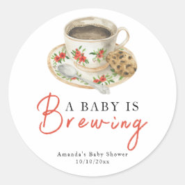 En baby brygger kaffekopp Baby Shower Runt Klistermärke