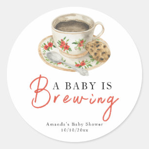 En baby brygger kaffekopp Baby Shower Runt Klistermärke