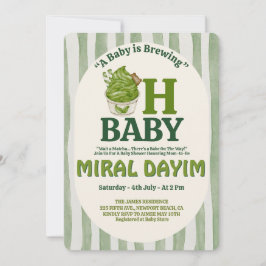 En baby bryggs "Åh baby" Matcha Baby Shower Inbjudningar