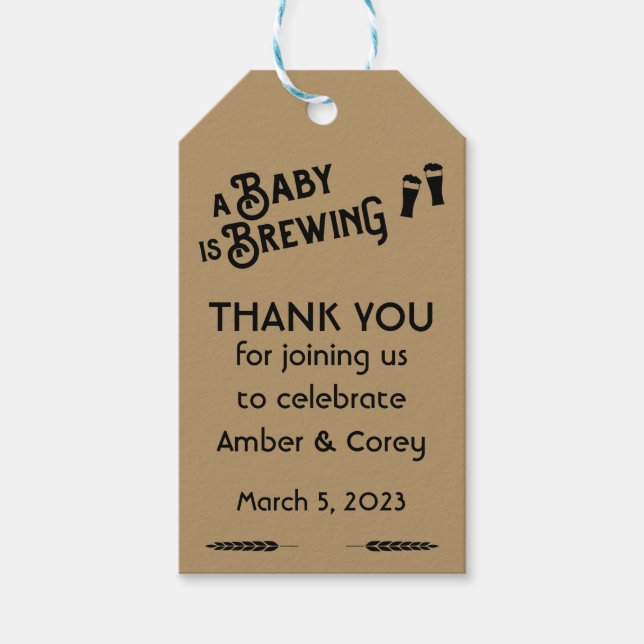 En baby bryggs baby- och ölfest souvenir presentetikett (Framsidan)
