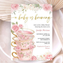 En baby bryggs Baby Shower Flicka Rosa Blommig