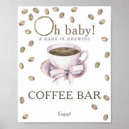 En baby bryggs baby shower Kaffe bar Poster