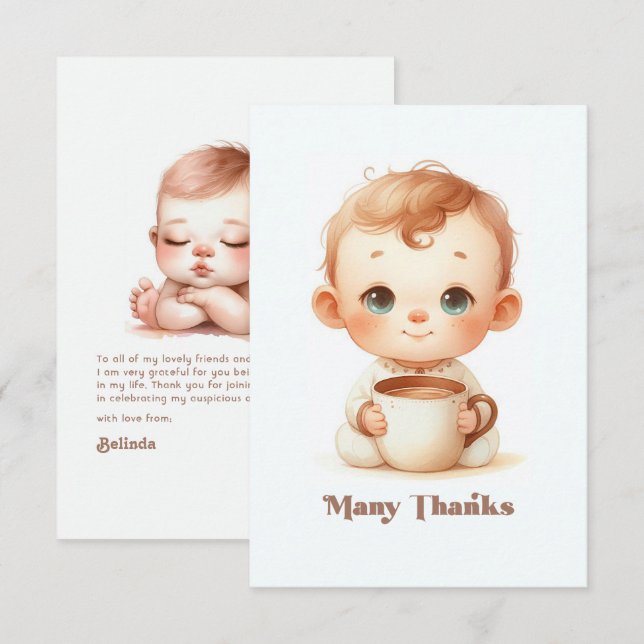 En baby bryggs Baby Shower Tack Kort (Fram/baksida)