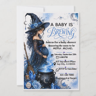 En baby bryggs blå Halloween Baby Shower Inbjudan