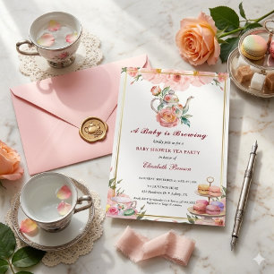 En baby bryggs Blush Flower Baby Shower Tea Inbjudningar