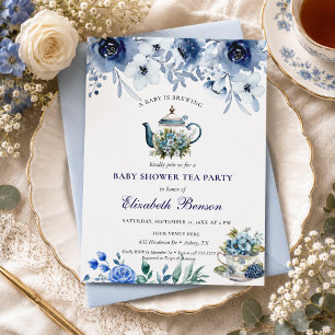En baby bryggs Blush Flower Baby Shower Tea Inv Inbjudningar