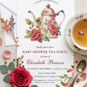 En baby bryggs Blush Flower Baby Shower Tea Inv Inbjudningar