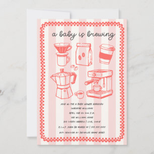 En baby bryggs Doodle Flicka Rosa Bebis Bjudning Inbjudningar