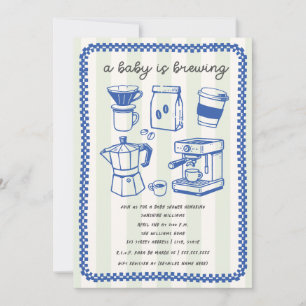 En baby bryggs Doodle Pojke Blå Bebis Shower Inbjudningar