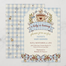 En baby bryggs Gingham Coffee Baby Shower Inbjudningar