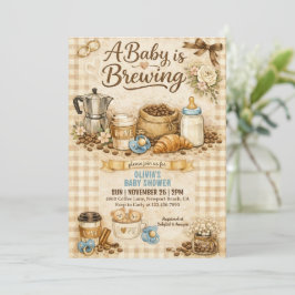 En baby bryggs Gingham Coffee Baby Shower Inbjudningar