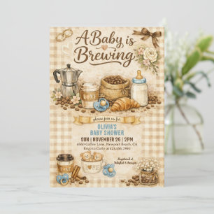 En baby bryggs Gingham Coffee Baby Shower Inbjudningar
