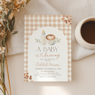 En baby bryggs Gingham Coffee Baby Shower Inbjudningar