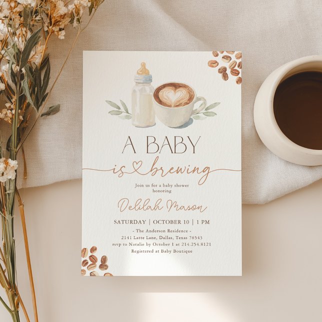 En baby bryggs Gingham Kaffe Baby Shower Inbjudningar (Skapare uppladdad)
